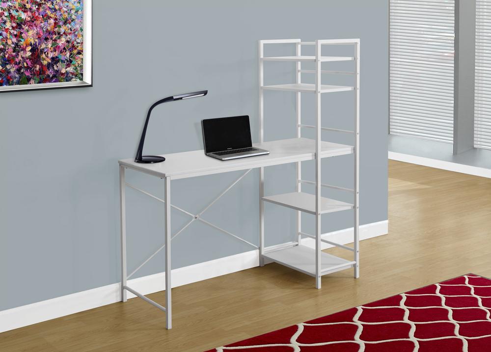 Monarch Specialties - Computer Desk, Home Office, Laptop, Storage Shelves, 48inL, Work, Metal, Laminate, White, Contemporary, Modern - I-7165 veiw 1