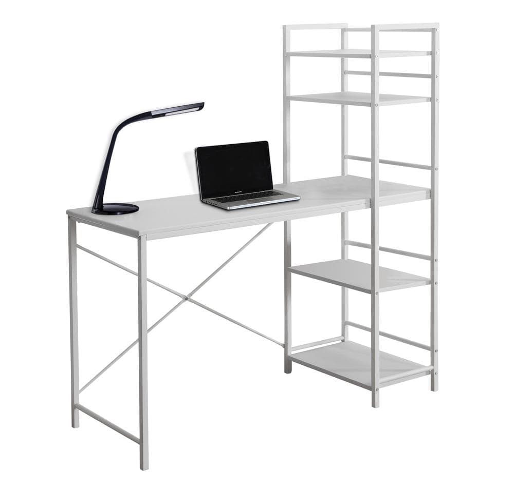 Monarch Specialties - Computer Desk, Home Office, Laptop, Storage Shelves, 48inL, Work, Metal, Laminate, White, Contemporary, Modern - I-7165 veiw 2