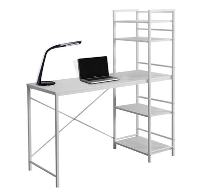 Monarch Specialties - Computer Desk, Home Office, Laptop, Storage Shelves, 48inL, Work, Metal, Laminate, White, Contemporary, Modern - I-7165 veiw 2