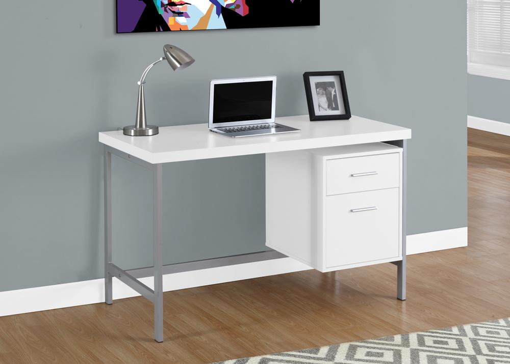 Monarch Specialties - Computer Desk, Home Office, Laptop, Left, Right Set-Up, Storage Drawers, 48inL, Work, Metal, Laminate, White, Grey, Contemporary, Modern - I-7149 veiw 1
