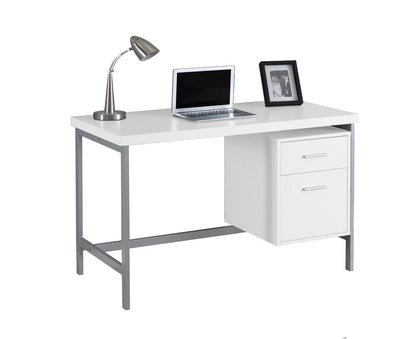 Monarch Specialties - Computer Desk, Home Office, Laptop, Left, Right Set-Up, Storage Drawers, 48inL, Work, Metal, Laminate, White, Grey, Contemporary, Modern - I-7149 veiw 2