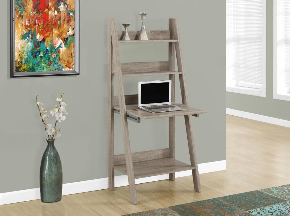 Monarch Specialties - Computer Desk, Home Office, Laptop, Leaning, Storage Drawers, 61inH, Work, Laminate, Brown, Contemporary, Modern - I-7042 veiw 1