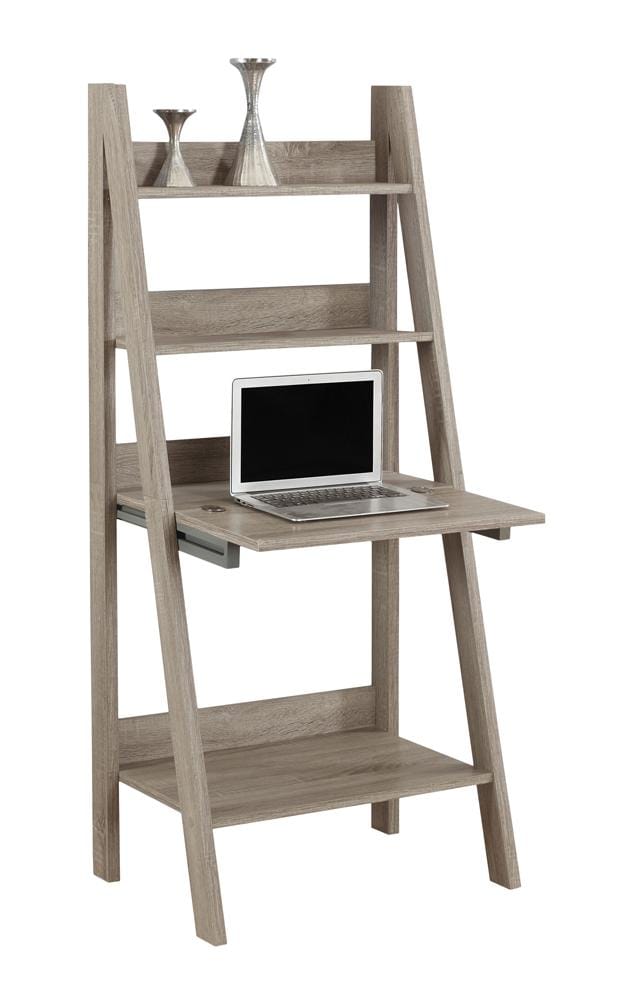 Monarch Specialties - Computer Desk, Home Office, Laptop, Leaning, Storage Drawers, 61inH, Work, Laminate, Brown, Contemporary, Modern - I-7042 veiw 2