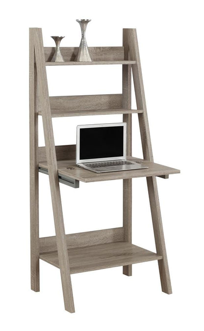 Monarch Specialties - Computer Desk, Home Office, Laptop, Leaning, Storage Drawers, 61inH, Work, Laminate, Brown, Contemporary, Modern - I-7042 veiw 2