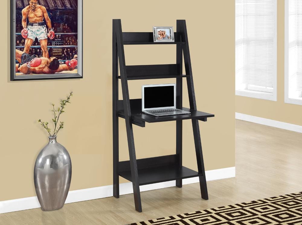 Monarch Specialties - Computer Desk, Home Office, Laptop, Leaning, Storage Drawers, 61inH, Work, Laminate, Brown, Contemporary, Modern - I-7043 veiw 1