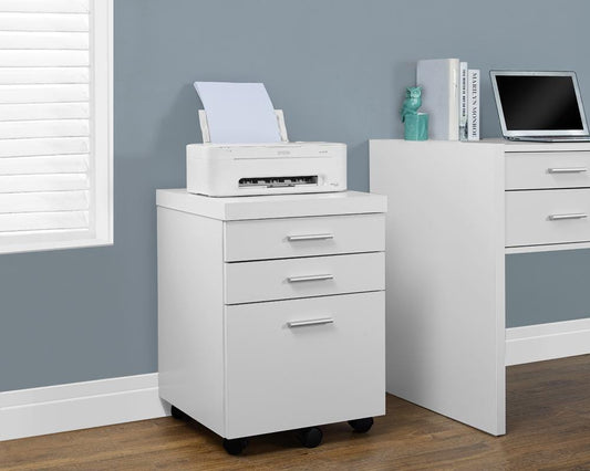 Monarch Specialties - File Cabinet, Rolling Mobile, Storage Drawers, Printer Stand, Office, Work, Laminate, White, Contemporary, Modern - I-7048 veiw 1