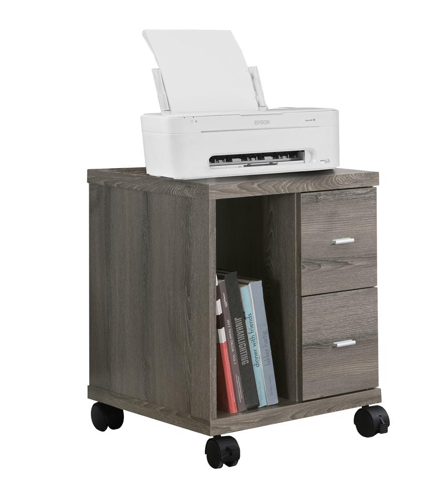 Monarch Specialties - Office, File Cabinet, Printer Cart, Rolling File Cabinet, Mobile, Storage, Work, Laminate, Brown, Contemporary, Modern - I-7056 veiw 2