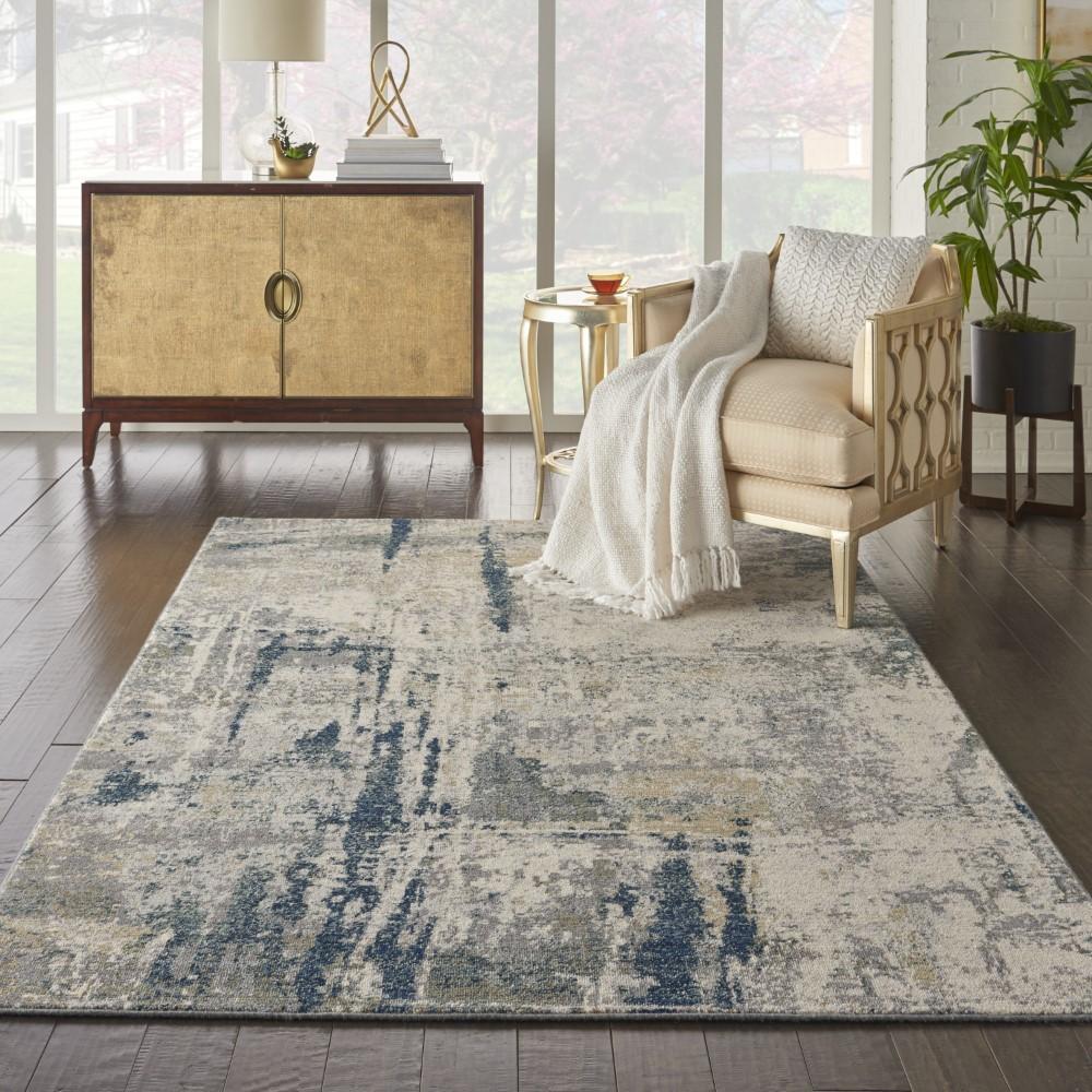 Nourison - Artworks ATW05 Blue and Grey 56in x 8 Abstract Area Rug - ATW05-99446710932_CLOSEOUT veiw 2
