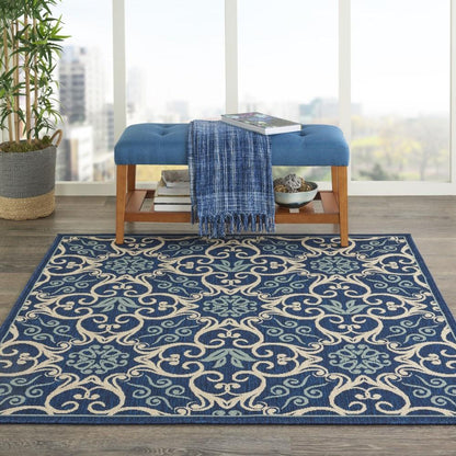 Nourison - Caribbean CRB02 Navy Blue and White 53in x Square Area Rug - CRB02-99446067463_CLOSEOUT veiw 2