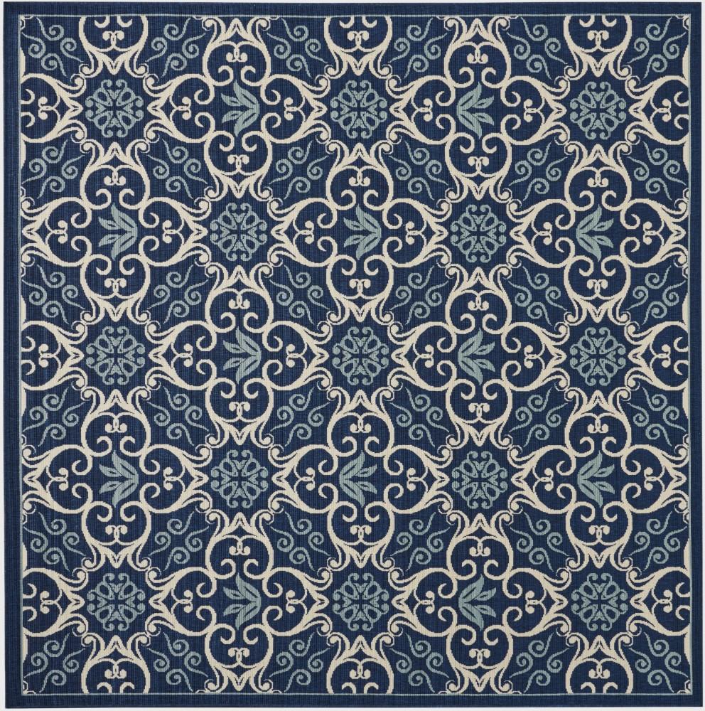 Nourison - Caribbean CRB02 Navy Blue and White 710in x Square Large Rug - CRB02-99446067289_CLOSEOUT veiw 1