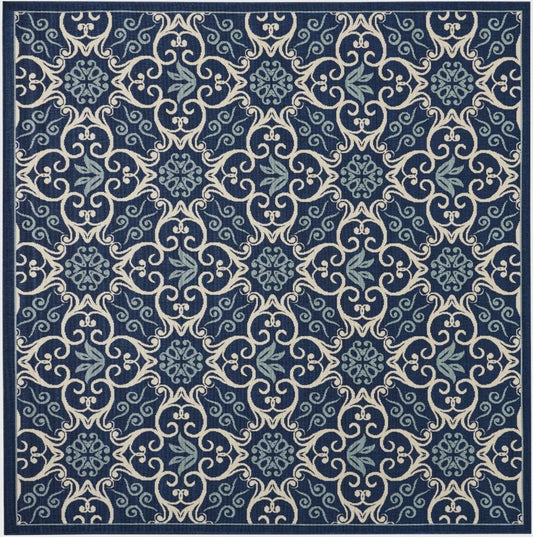 Nourison - Caribbean CRB02 Navy Blue and White 710in x Square Large Rug - CRB02-99446067289_CLOSEOUT veiw 1