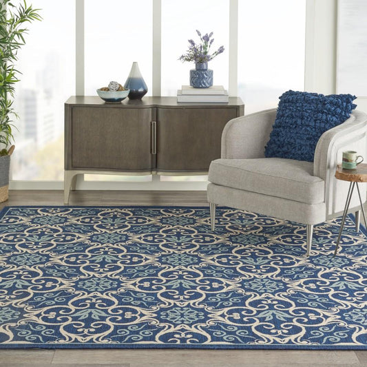 Nourison - Caribbean CRB02 Navy Blue and White 710in x Square Large Rug - CRB02-99446067289_CLOSEOUT veiw 2