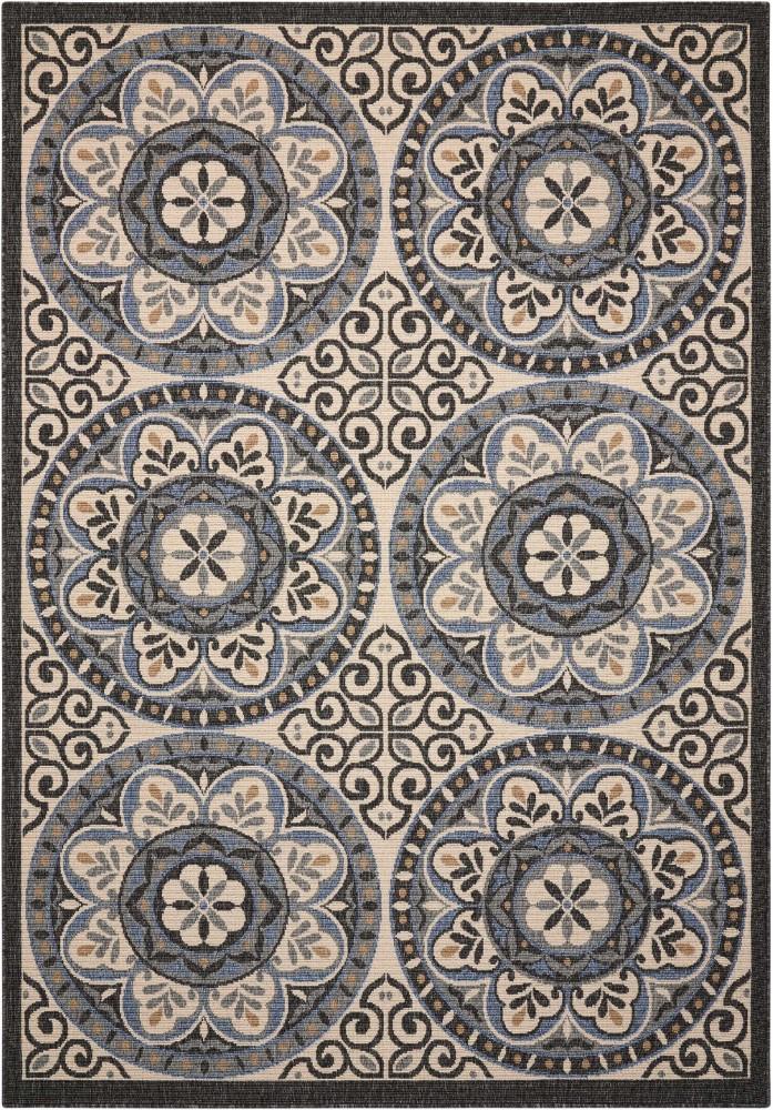 Nourison - Caribbean CRB15 White and Black 23in x 76in Hallway Rug - CRB15-99446375223_CLOSEOUT veiw 1