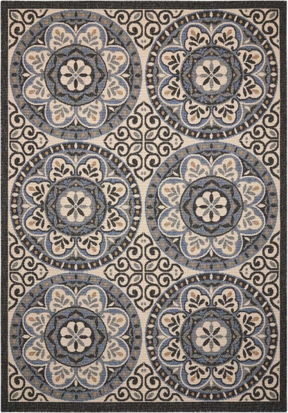 Nourison - Caribbean CRB15 White and Black 23in x 76in Hallway Rug - CRB15-99446375223_CLOSEOUT veiw 1