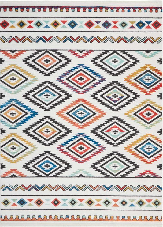 Nourison - Navajo NAV06 White Multicolor 93in x 13 Oversized Rug - NAV06-99446401670_CLOSEOUT veiw 1