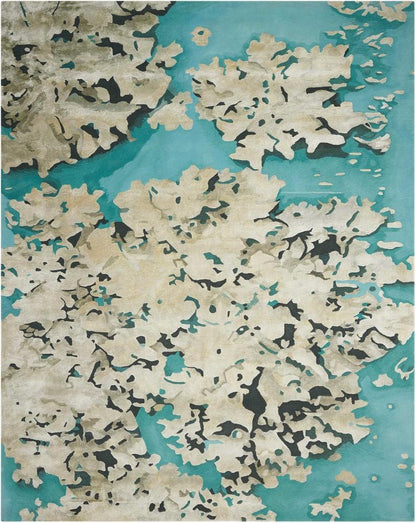 Nourison - Prismatic PRS06 Aqua Blue and Beige 39in x 59in Area Rug - PRS06-99446339904_CLOSEOUT veiw 1