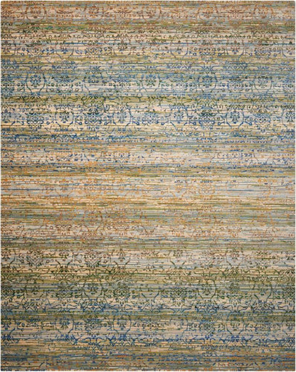 Nourison - Rhapsody RH003 Beige and Blue 56in x 8 Area Rug - RH003-99446250223_CLOSEOUT veiw 1