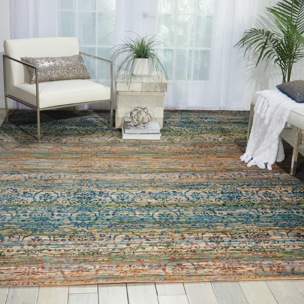 Nourison - Rhapsody RH003 Beige and Blue 56in x 8 Area Rug - RH003-99446250223_CLOSEOUT veiw 2