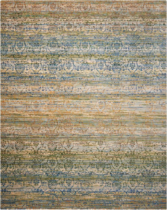 Nourison - Rhapsody RH003 Beige and Blue 99in x 13 Rug - RH003-99446188137_CLOSEOUT veiw 1
