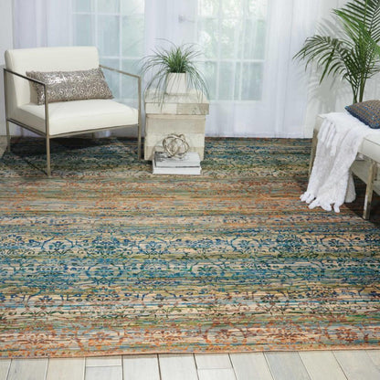 Nourison - Rhapsody RH003 Beige and Blue 99in x 13 Rug - RH003-99446188137_CLOSEOUT veiw 2
