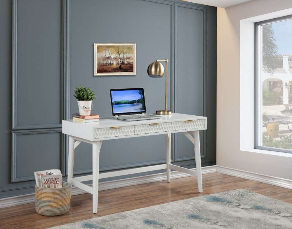 Origins by Alpine - White Pearl Large Desk in White - 6400-66 veiw 2