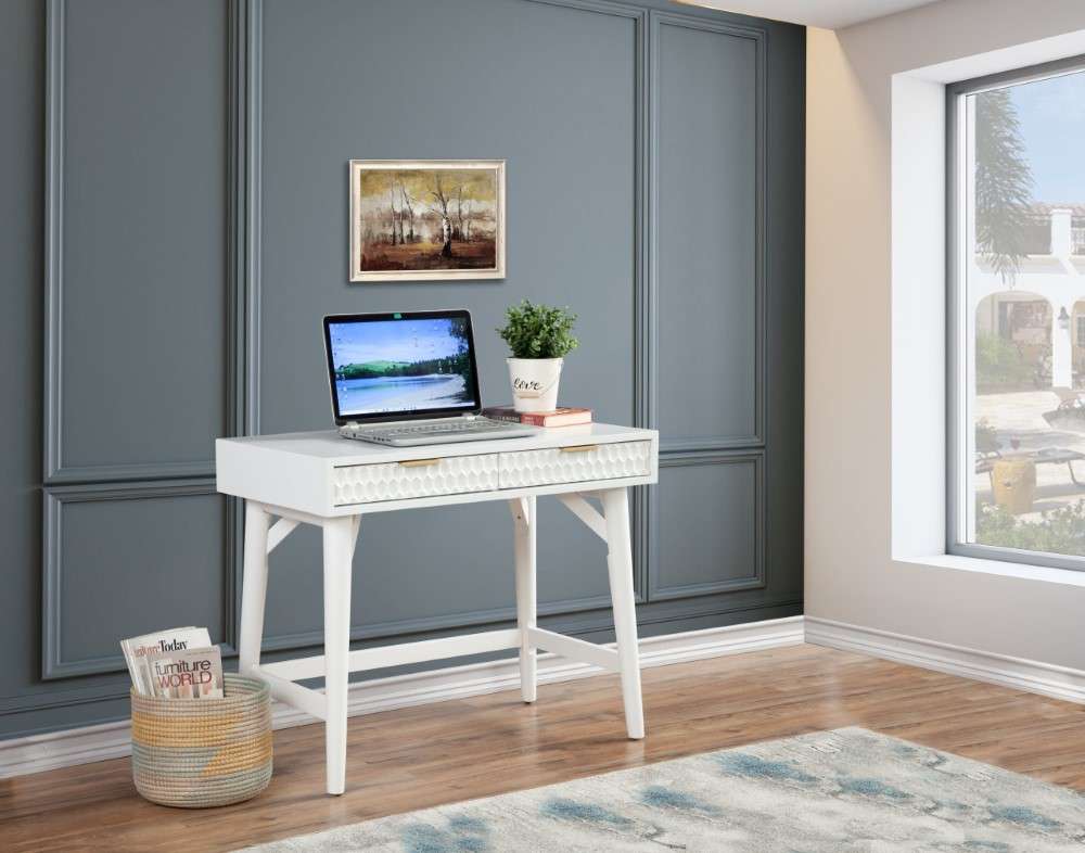 Origins by Alpine - White Pearl Mini Desk in White - 6400-65 veiw 2