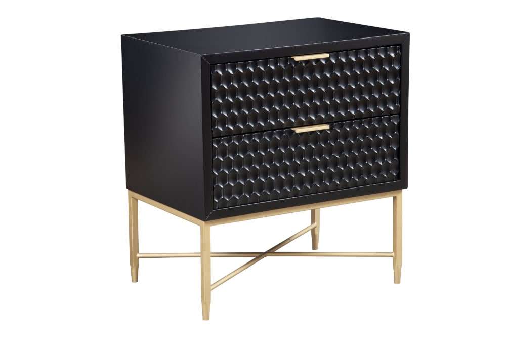 Origins by Alpine - Black Pearl Nightstand in Black - 6400BLK-02 veiw 2