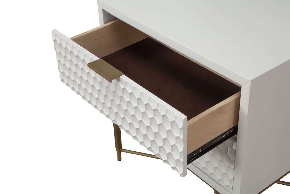 Origins by Alpine - White Pearl Nightstand in White - 6400-02 veiw 2
