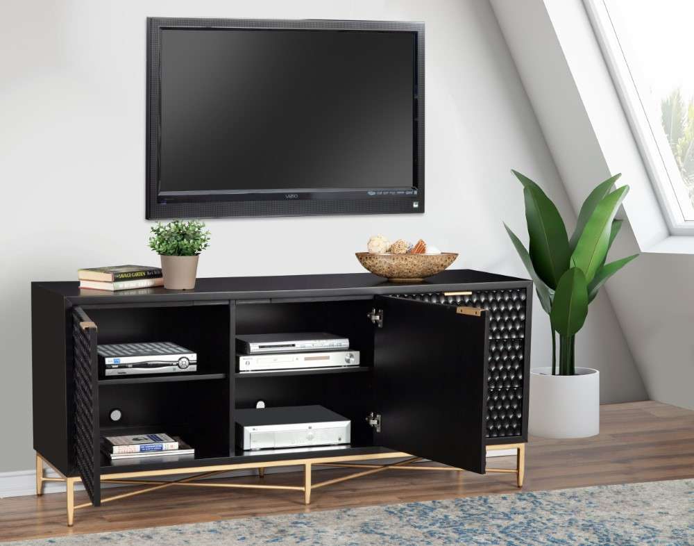 Origins by Alpine - Black Pearl TV Console in Black - 6400BLK-10 veiw 2