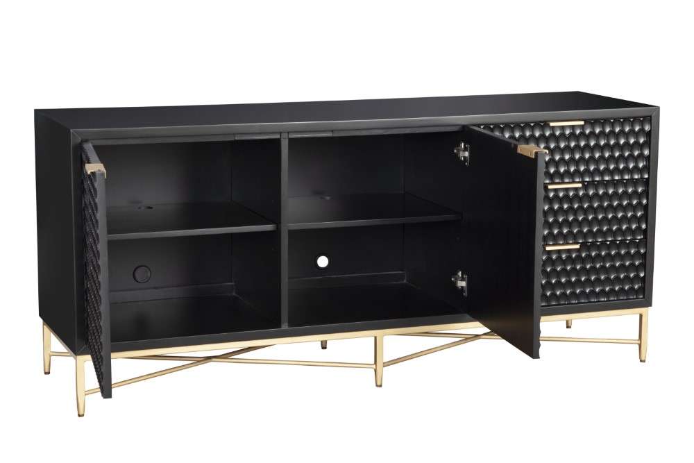 Origins by Alpine - Black Pearl TV Console in Black - 6400BLK-10 veiw 3