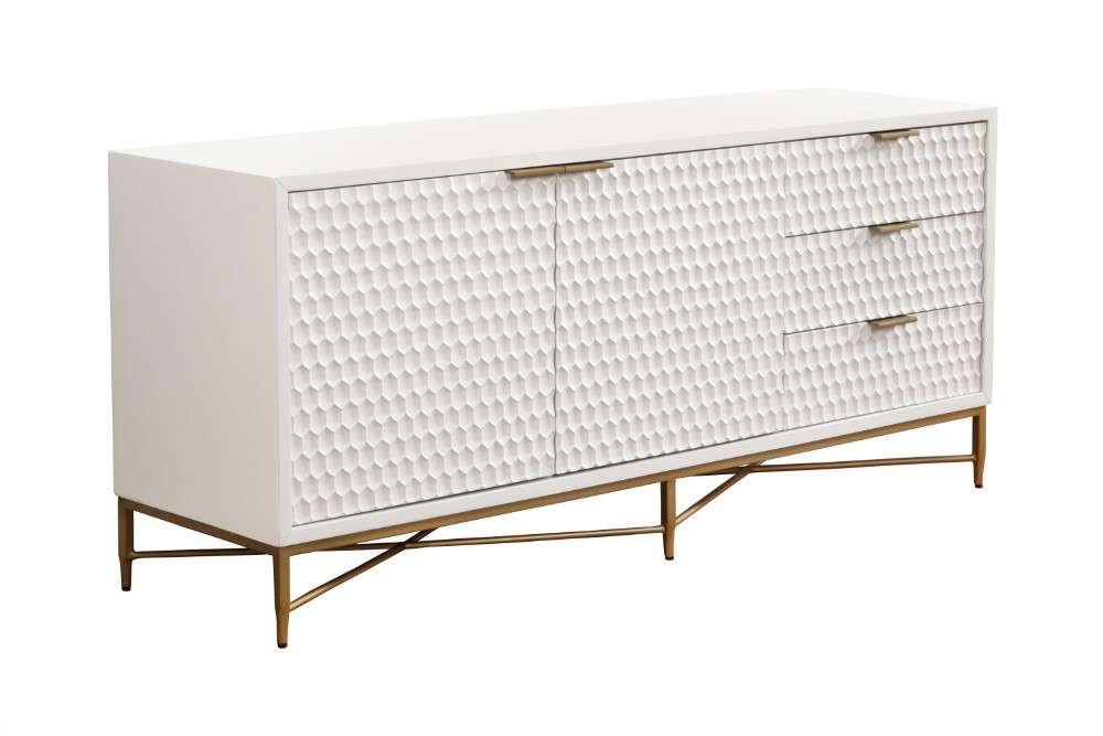 Origins by Alpine - White Pearl TV Console in White - 6400-10 veiw 1