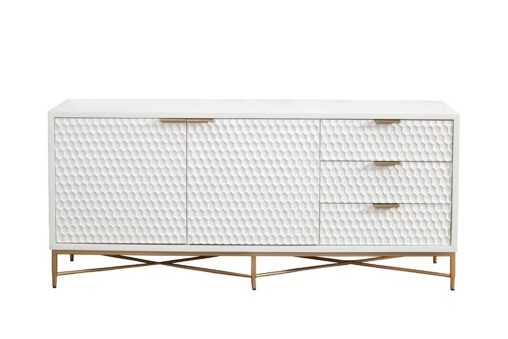 Origins by Alpine - White Pearl TV Console in White - 6400-10 veiw 2