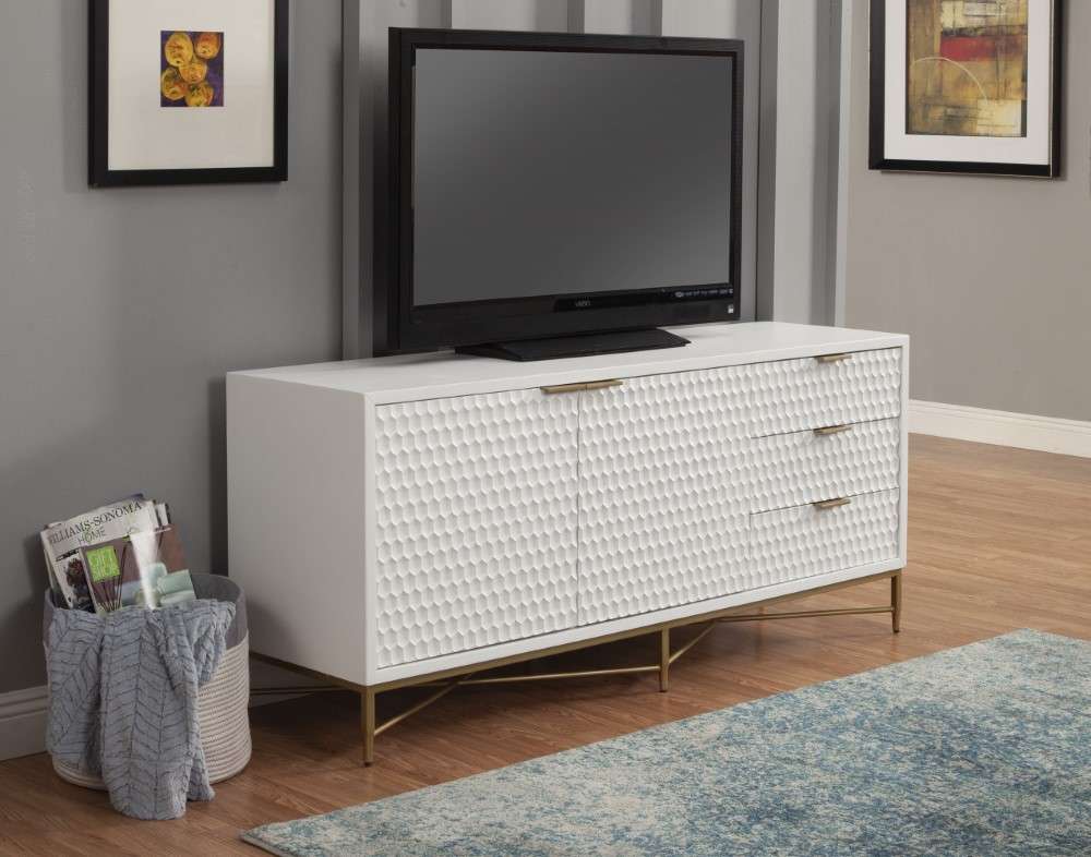 Origins by Alpine - White Pearl TV Console in White - 6400-10 veiw 3