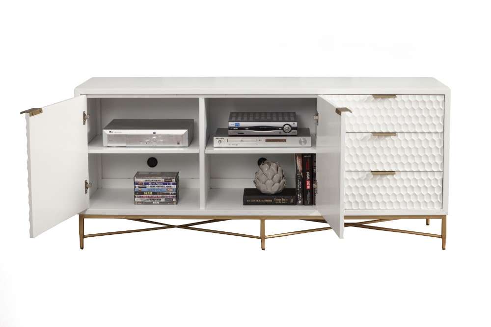Origins by Alpine - White Pearl TV Console in White - 6400-10 veiw 4