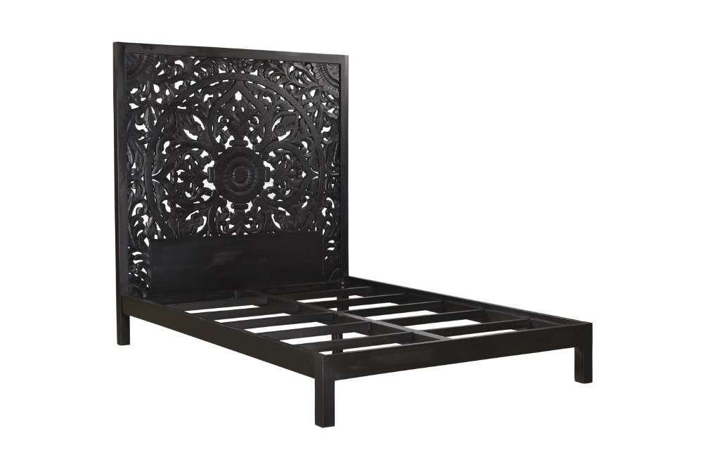 Porter Designs -  Bali Solid Hand Carved Wood Queen Bed, Black - 04-196-14-CBDB-KIT veiw 1