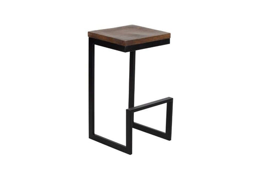 Porter Designs -  Cube Solid Wood & Metal Bar Stool, Brown - 07-108-24-5261 veiw 1