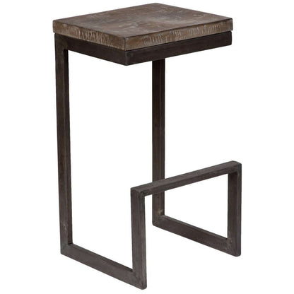Porter Designs -  Cube Solid Mango Wood & Metal Bar Stool, Gray - 07-108-24-5260 veiw 1