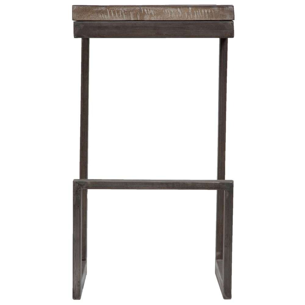 Porter Designs -  Cube Solid Mango Wood & Metal Bar Stool, Gray - 07-108-24-5260 veiw 2