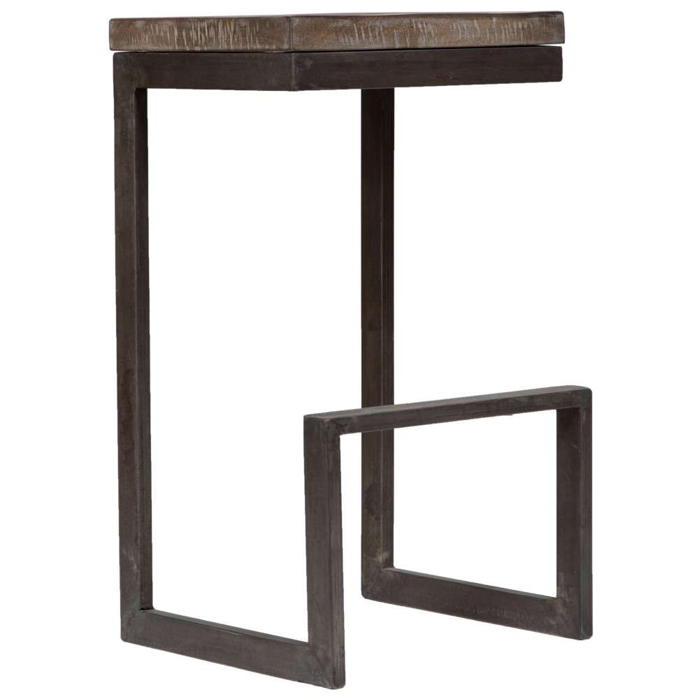 Porter Designs -  Cube Solid Mango Wood & Metal Bar Stool, Gray - 07-108-24-5260 veiw 5