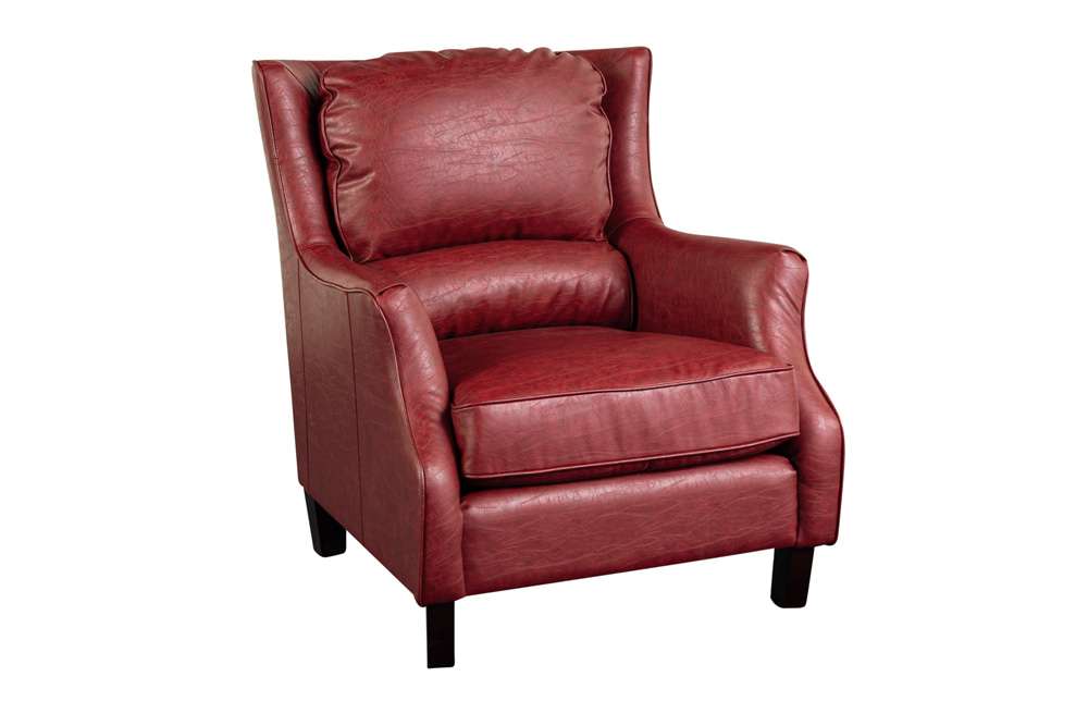 Porter Designs -  Garnett Crackle Leather Club Style Accent Chair, Red - 02-201-06-516 veiw 1