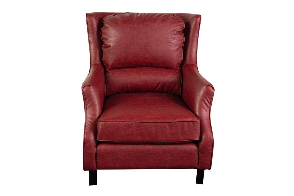 Porter Designs -  Garnett Crackle Leather Club Style Accent Chair, Red - 02-201-06-516 veiw 2