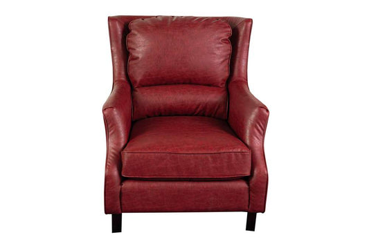 Porter Designs -  Garnett Crackle Leather Club Style Accent Chair, Red - 02-201-06-516 veiw 2