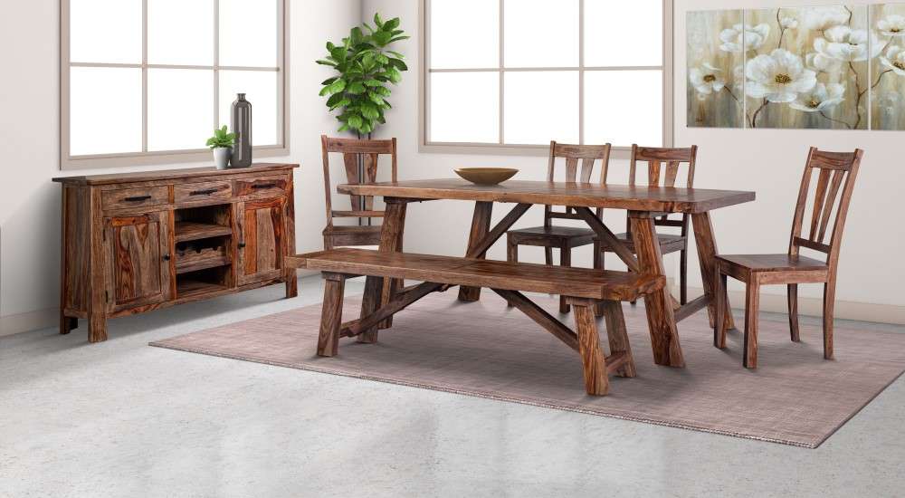 Porter Designs -  Kalispell Solid Sheesham Wood Dining Table, Natural - 07-116-01-PDU116H veiw 2
