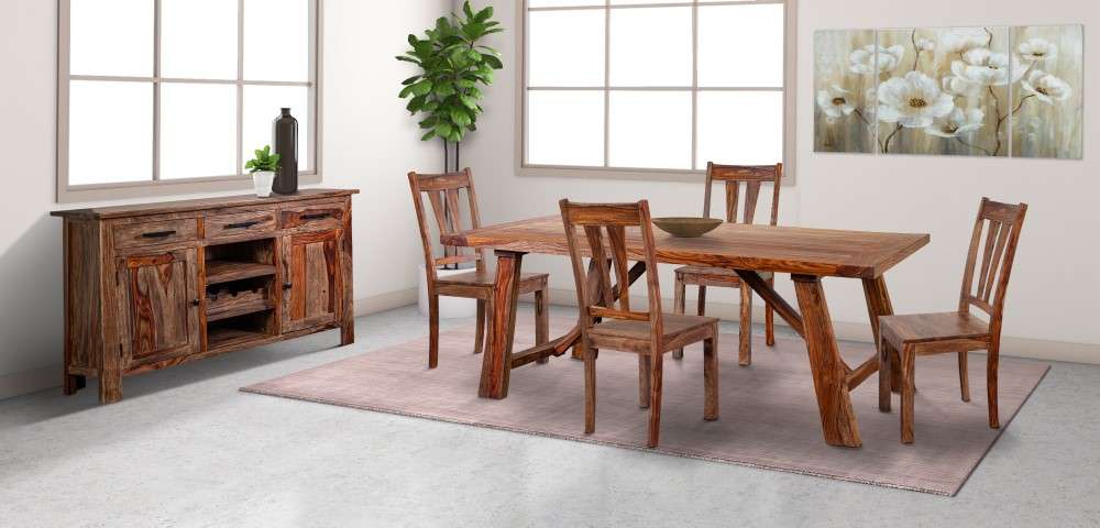 Porter Designs -  Kalispell Solid Sheesham Wood Dining Table, Natural - 07-116-01-PDU116H veiw 5