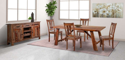 Porter Designs -  Kalispell Solid Sheesham Wood Dining Table, Natural - 07-116-01-PDU116H veiw 5