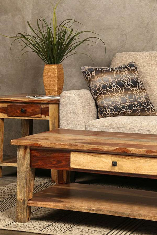 Porter Designs -  Taos Solid Sheesham Wood End Table, Natural - 05-196-24-9010N veiw 2