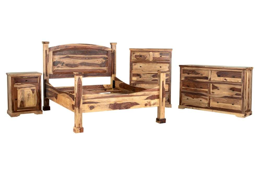 Porter Designs -  Taos Solid Sheesham Wood King Bed, Natural - 04-196-17-9046N-KIT veiw 5
