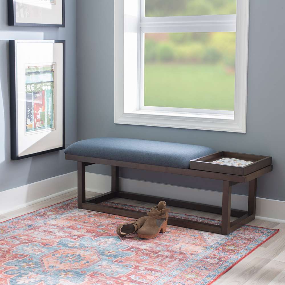 Powell Company - Georgia Bench With Tray Brown/Navy - D1512LS23BRN veiw 6