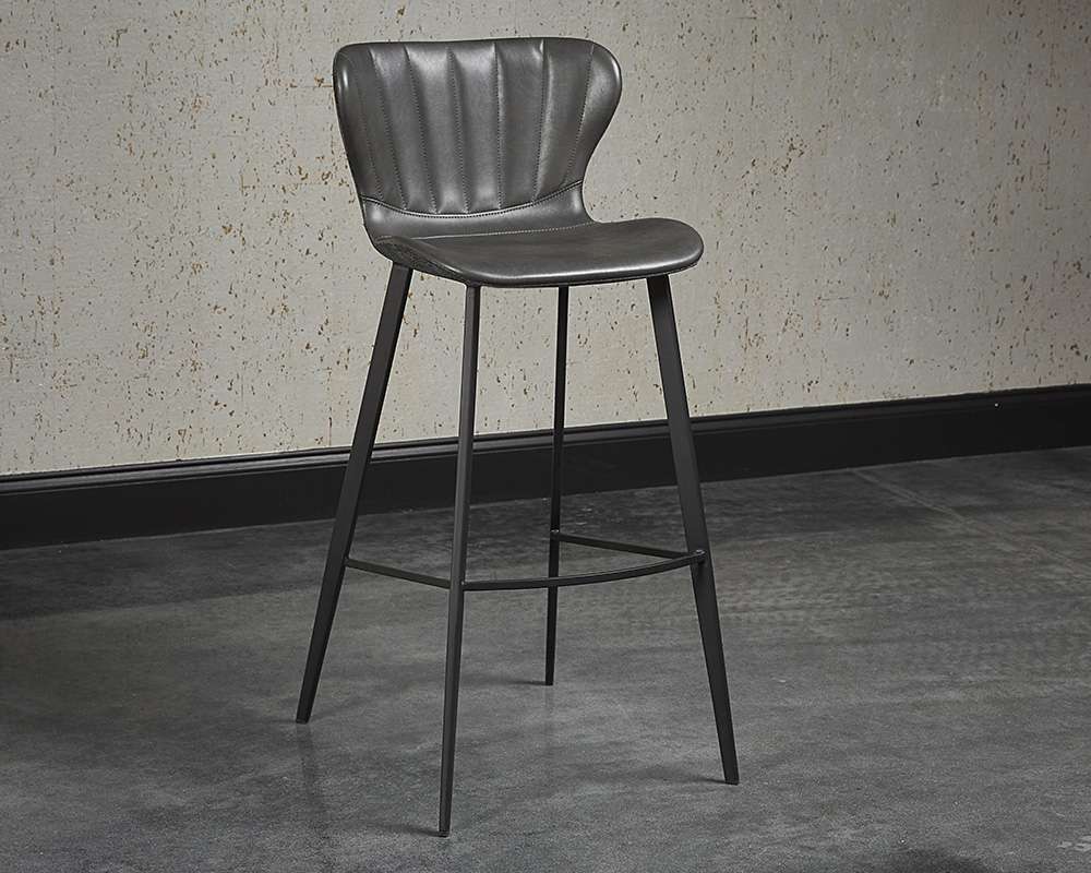 Sunpan - Junction Arabella Barstool - Bravo Portabella / Polo Club Kohl Grey - 104491 veiw 4
