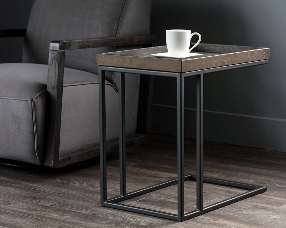 Sunpan - Artezia Arden C-Shaped End Table - Black - Charcoal Grey - 104615 veiw 4